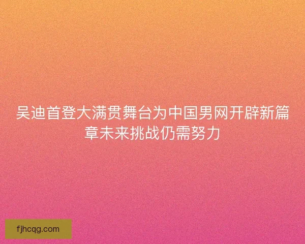 吴迪首登大满贯舞台为中国男网开辟新篇章未来挑战仍需努力