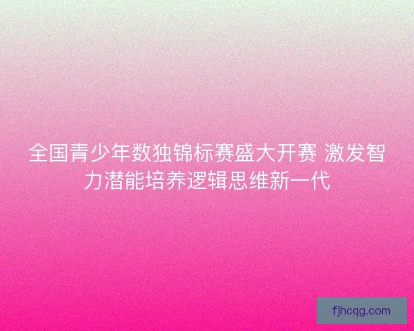 全国青少年数独锦标赛盛大开赛 激发智力潜能培养逻辑思维新一代